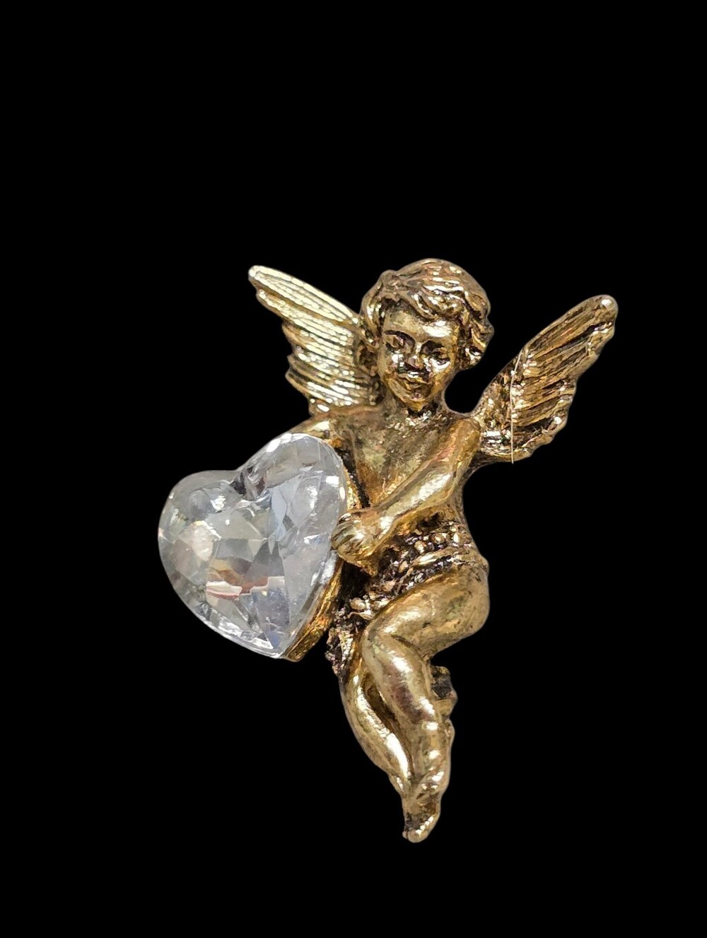 Vintage | Gold Cherub Figurine with Crystal Heart